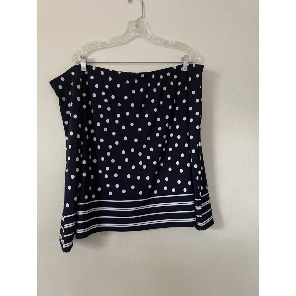 Susan Graver Liquid Knit 2X Navy Blue Polka Dot Skort Skirt Preppy Classic